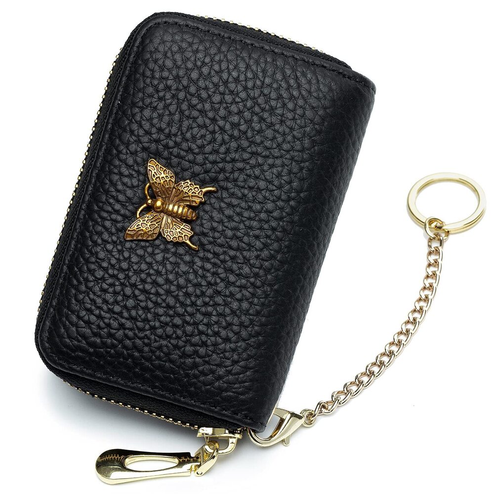 7179 RFID Credit Card Holder Leather Card Case Wallet with Zipper